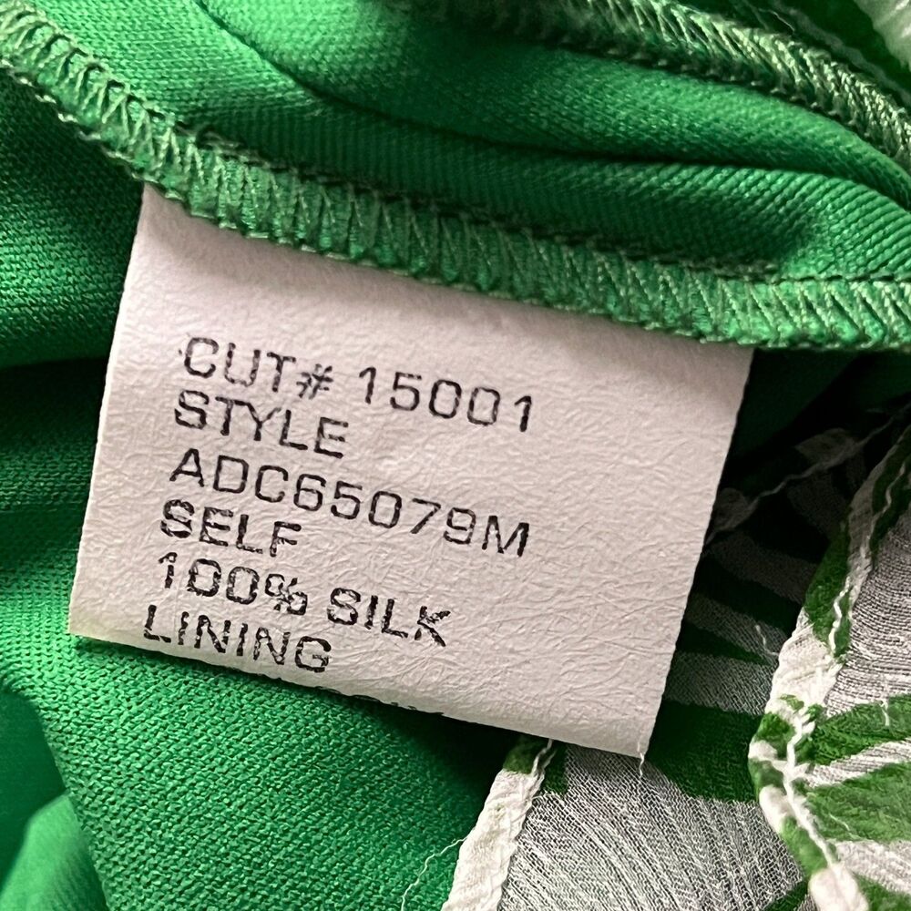 Tadashi Collection 100% Silk Green/White Floral Cocktail Dress Women's 10 - Picture 8 of 9